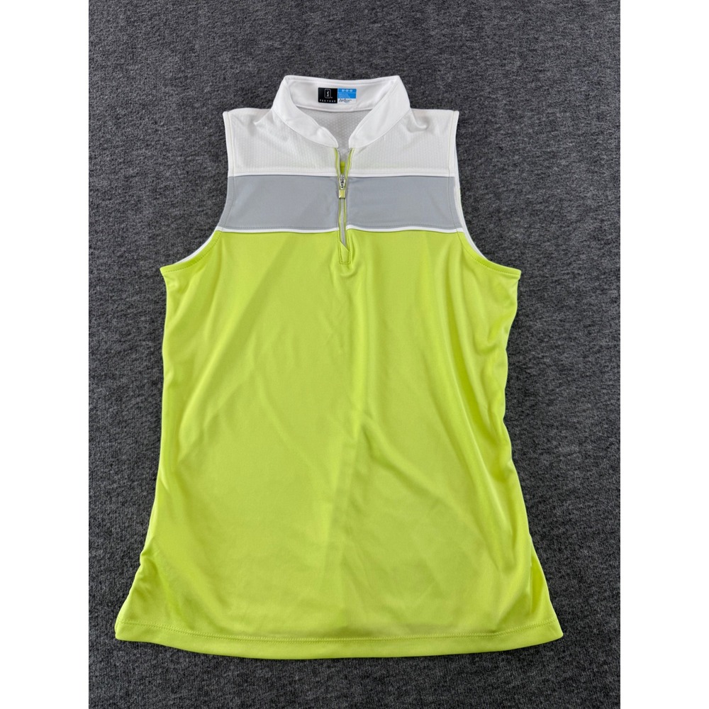 PGA Tour Womens AirFlux Sleeveless Golf Polo Shirt Neon Lime‎ Yellow Size M